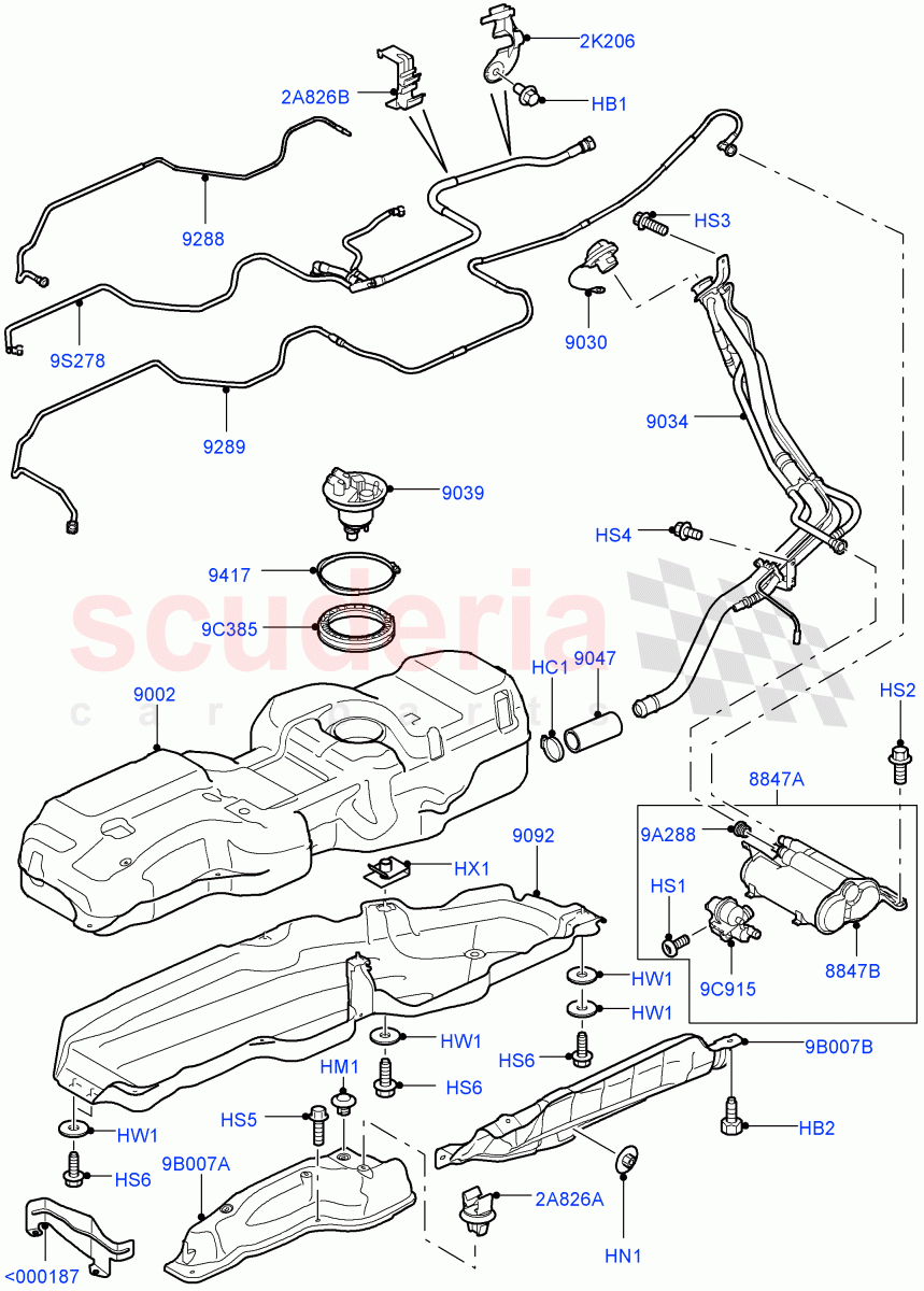 Fuel Tank & Related Parts (5.0L OHC SGDI NA V8 Petrol - AJ133) ((V) FROMAA000001) of Land Rover Land Rover Discovery 4 (2010-2016) [5.0 OHC SGDI NA V8 Petrol]