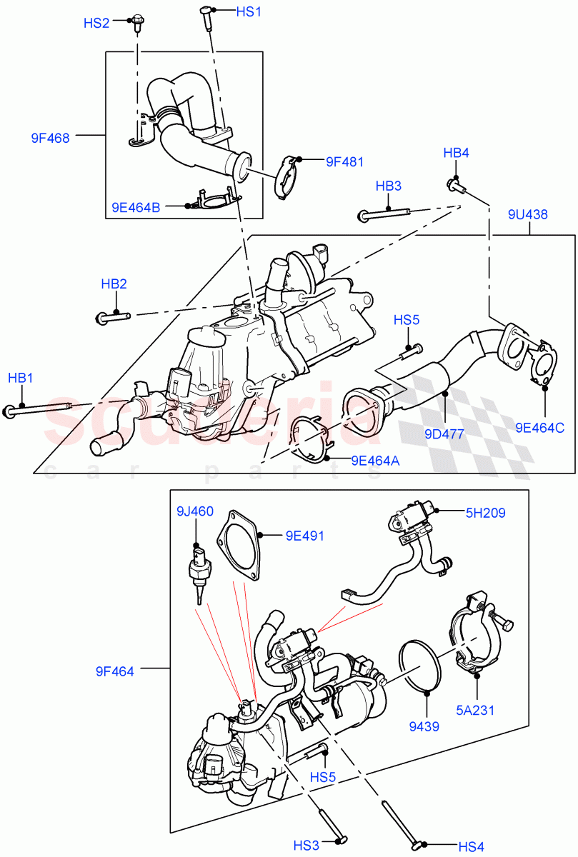 Exhaust Gas Recirculation (Nitra Plant Build) (3.0 V6 D Gen2 Twin Turbo) ((V) FROMK2000001) of Land Rover Land Rover Discovery 5 (2017+) [3.0 Diesel 24V DOHC TC]