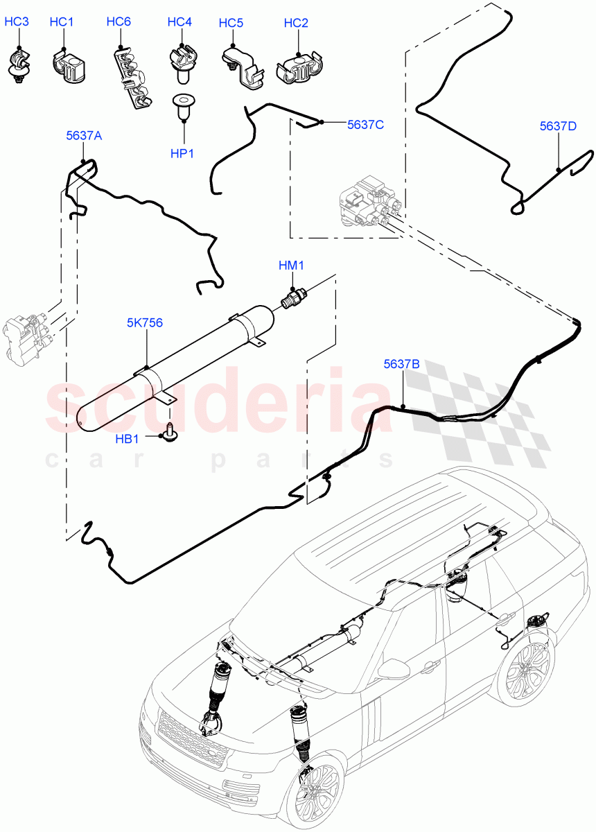 Air Suspension Compressor And Lines (Air Suspension Lines) ((V) TODA999999) of Land Rover Land Rover Range Rover (2012-2021) [5.0 OHC SGDI NA V8 Petrol]