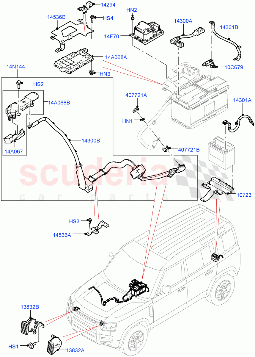 Battery Cables And Horn (Battery Cables) of Land Rover Land Rover Defender (2020+) [2.0 Turbo Petrol AJ200P]