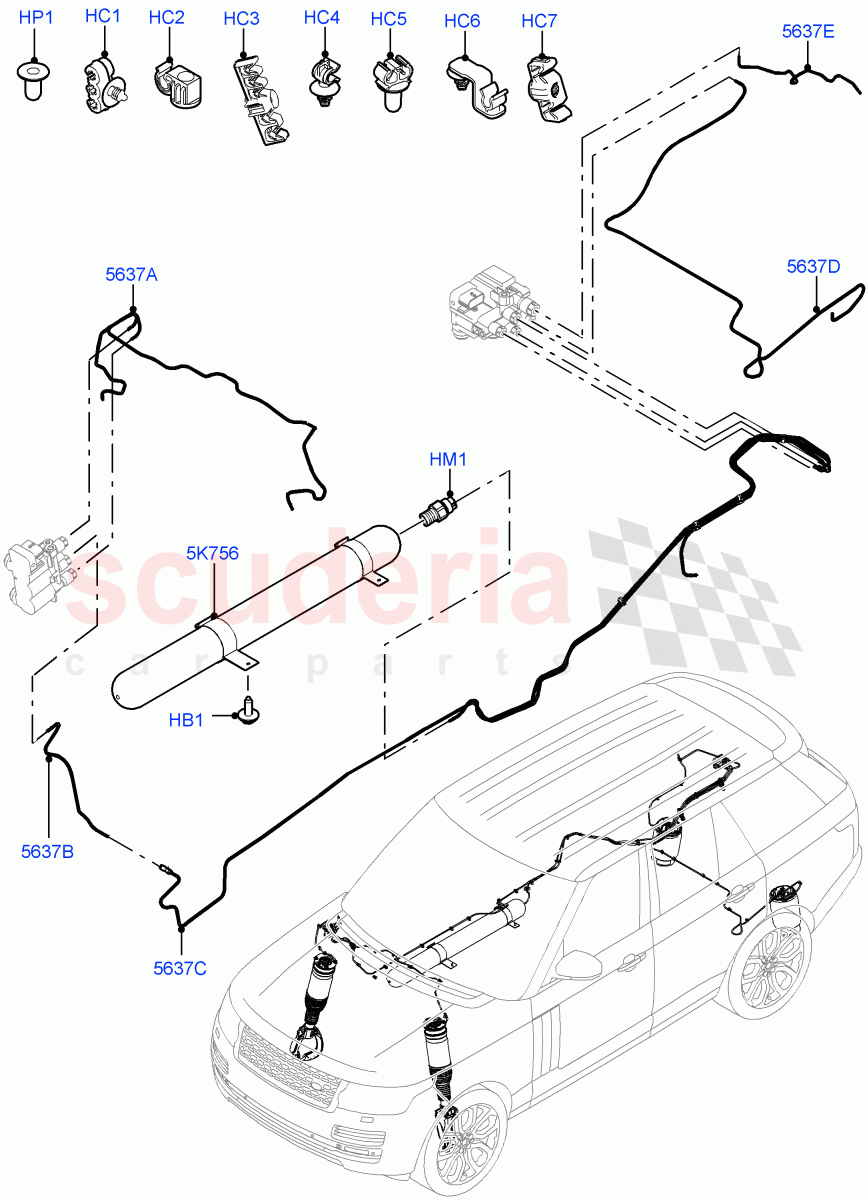 Air Suspension Compressor And Lines (Air Suspension Lines) ((V) FROMJA000001) of Land Rover Land Rover Range Rover (2012-2021) [3.0 I6 Turbo Petrol AJ20P6]