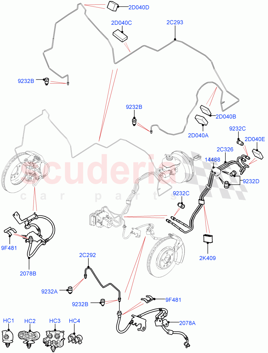 Front Brake Pipes (Solihull Plant Build) (LHD) ((V) FROMHA000001) of Land Rover Land Rover Discovery 5 (2017+) [2.0 Turbo Petrol AJ200P]