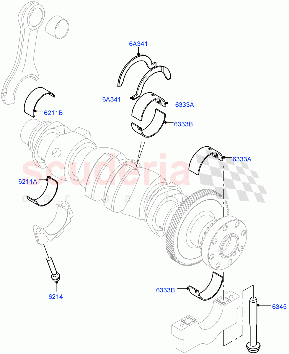 Crankshaft/Pistons And Bearings (2.0L I4 DSL MID DOHC AJ200, Halewood (UK), 2.0L I4 DSL HIGH DOHC AJ200) of Land Rover Land Rover Range Rover Evoque (2012-2018) [2.0 Turbo Diesel]