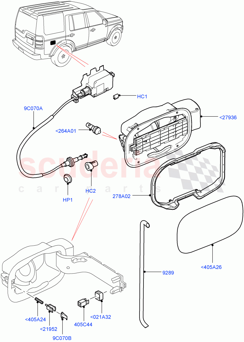 Fuel Tank Filler Door And Controls ((V) FROMAA000001) of Land Rover Land Rover Discovery 4 (2010-2016) [5.0 OHC SGDI NA V8 Petrol]