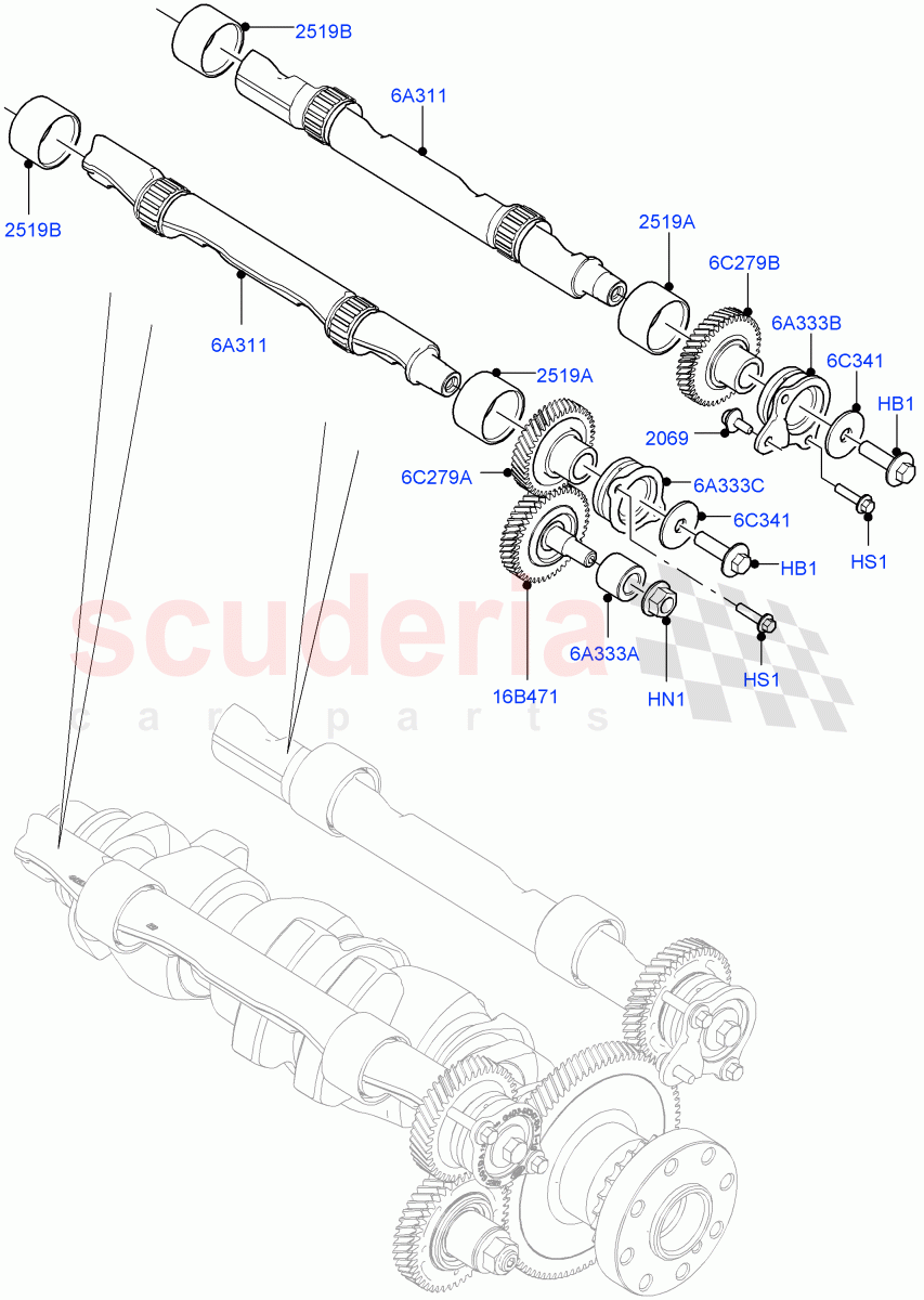 Balance Shafts And Drive (2.0L I4 DSL HIGH DOHC AJ200, Halewood (UK), 2.0L I4 DSL MID DOHC AJ200) of Land Rover Land Rover Discovery Sport (2015+) [2.0 Turbo Diesel]