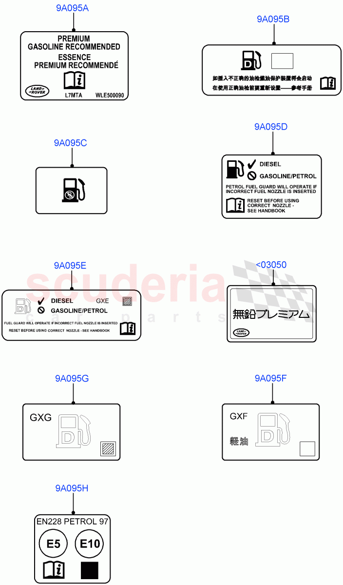 Labels (Fuel Information) of Land Rover Land Rover Range Rover (2012-2021) [3.0 I6 Turbo Diesel AJ20D6]
