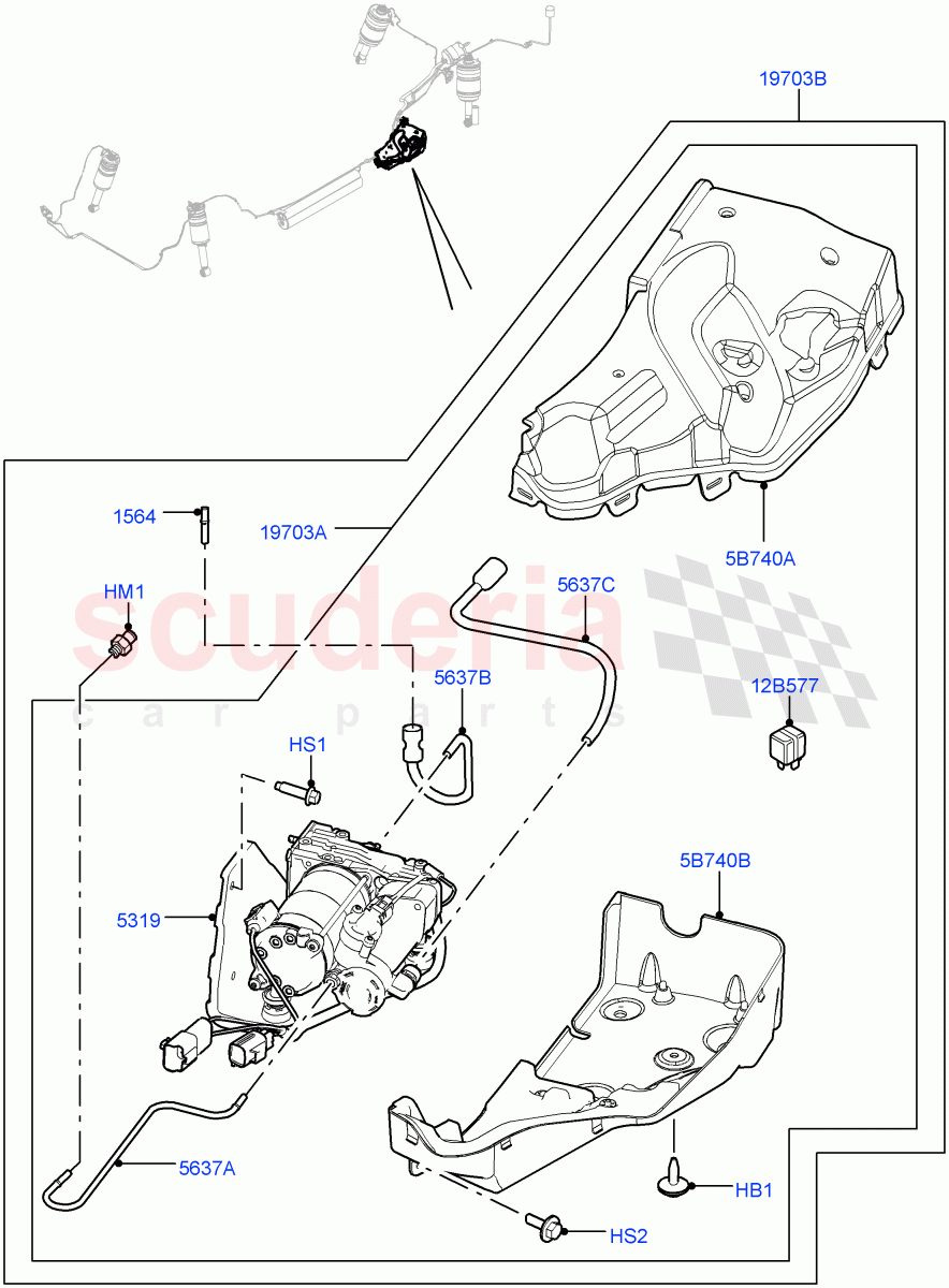 Air Suspension Compressor And Lines (Compressor Assy, Service Only) ((V) TO9A999999) of Land Rover Land Rover Range Rover Sport (2005-2009) [3.6 V8 32V DOHC EFI Diesel]