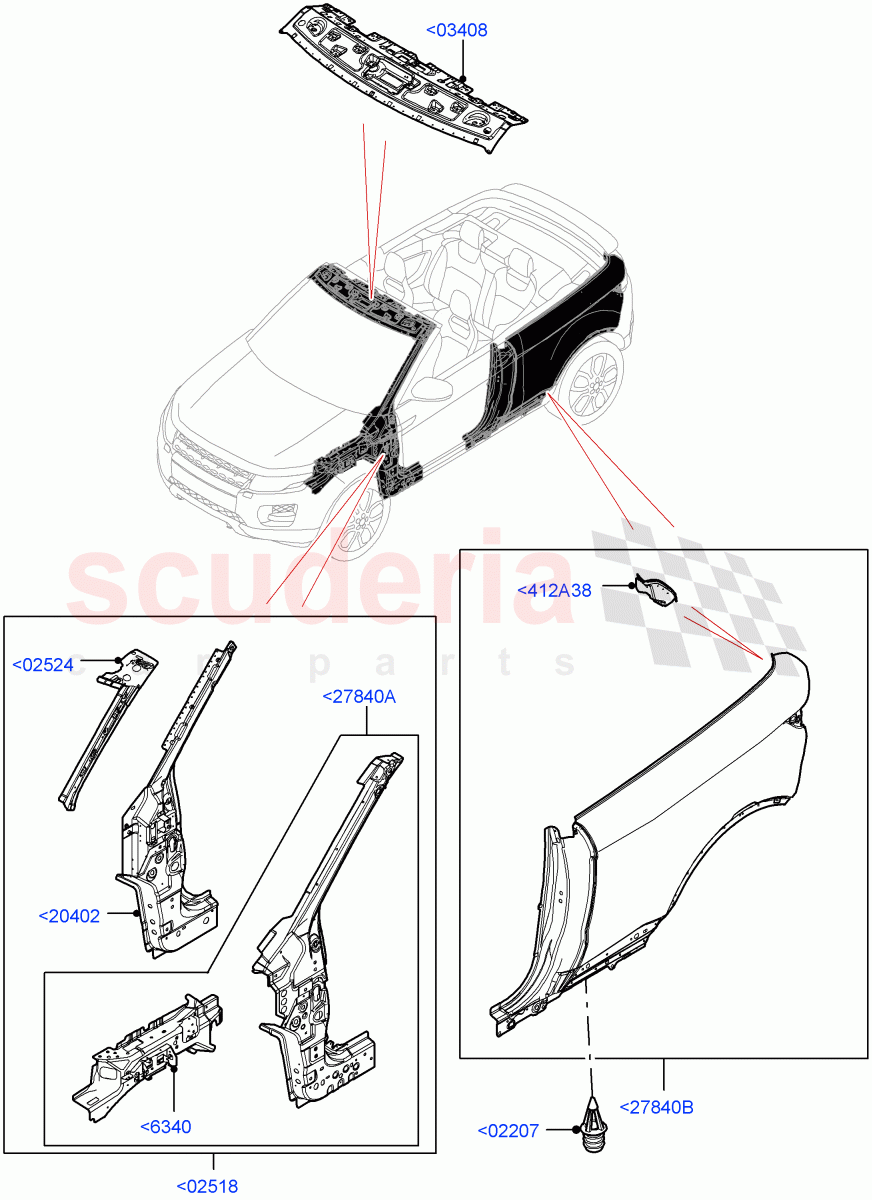 Side Panels - Outer (2 Door Convertible, Halewood (UK)) ((V) FROMGH125984) of Land Rover Land Rover Range Rover Evoque (2012-2018) [2.0 Turbo Petrol GTDI]