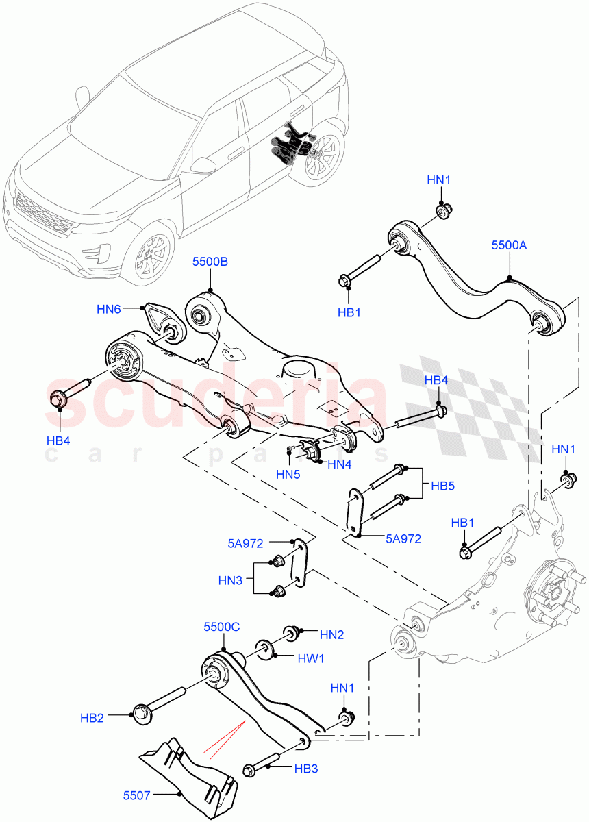 Rear Suspension Arms (Halewood (UK)) of Land Rover Land Rover Range Rover Evoque (2019+) [2.0 Turbo Petrol AJ200P]