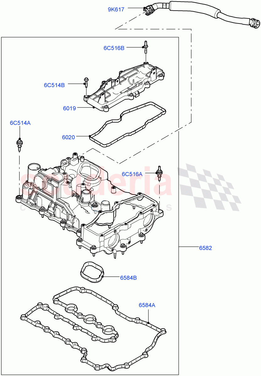 Emission Control - Crankcase (1.5L AJ20P3 Petrol High PHEV, Halewood (UK), 1.5L AJ20P3 Petrol High) ((V) FROMLH000001) of Land Rover Land Rover Range Rover Evoque (2019+) [1.5 I3 Turbo Petrol AJ20P3]