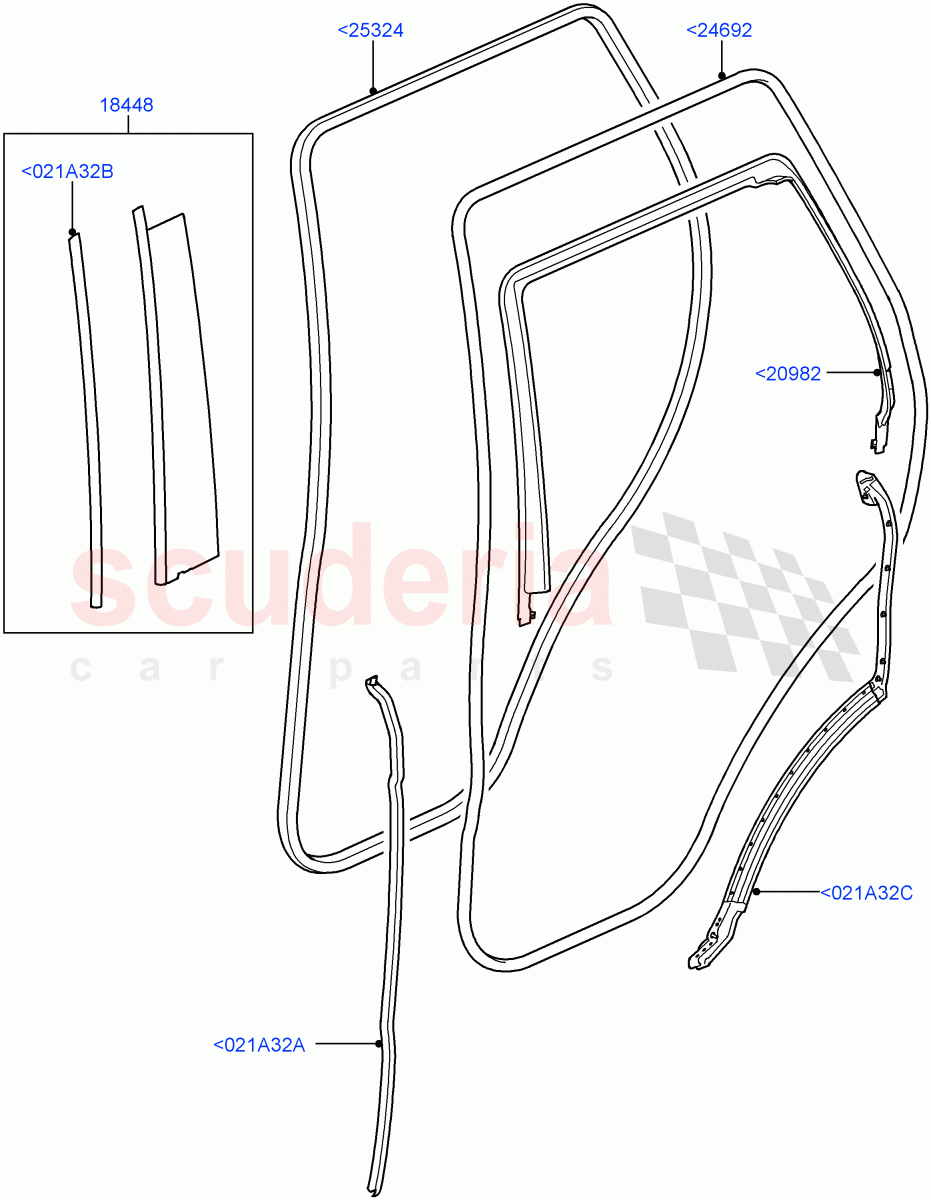 Rear Doors, Hinges & Weatherstrips (Finisher And Seals) ((V) TO9A999999) of Land Rover Land Rover Range Rover Sport (2005-2009) [2.7 Diesel V6]