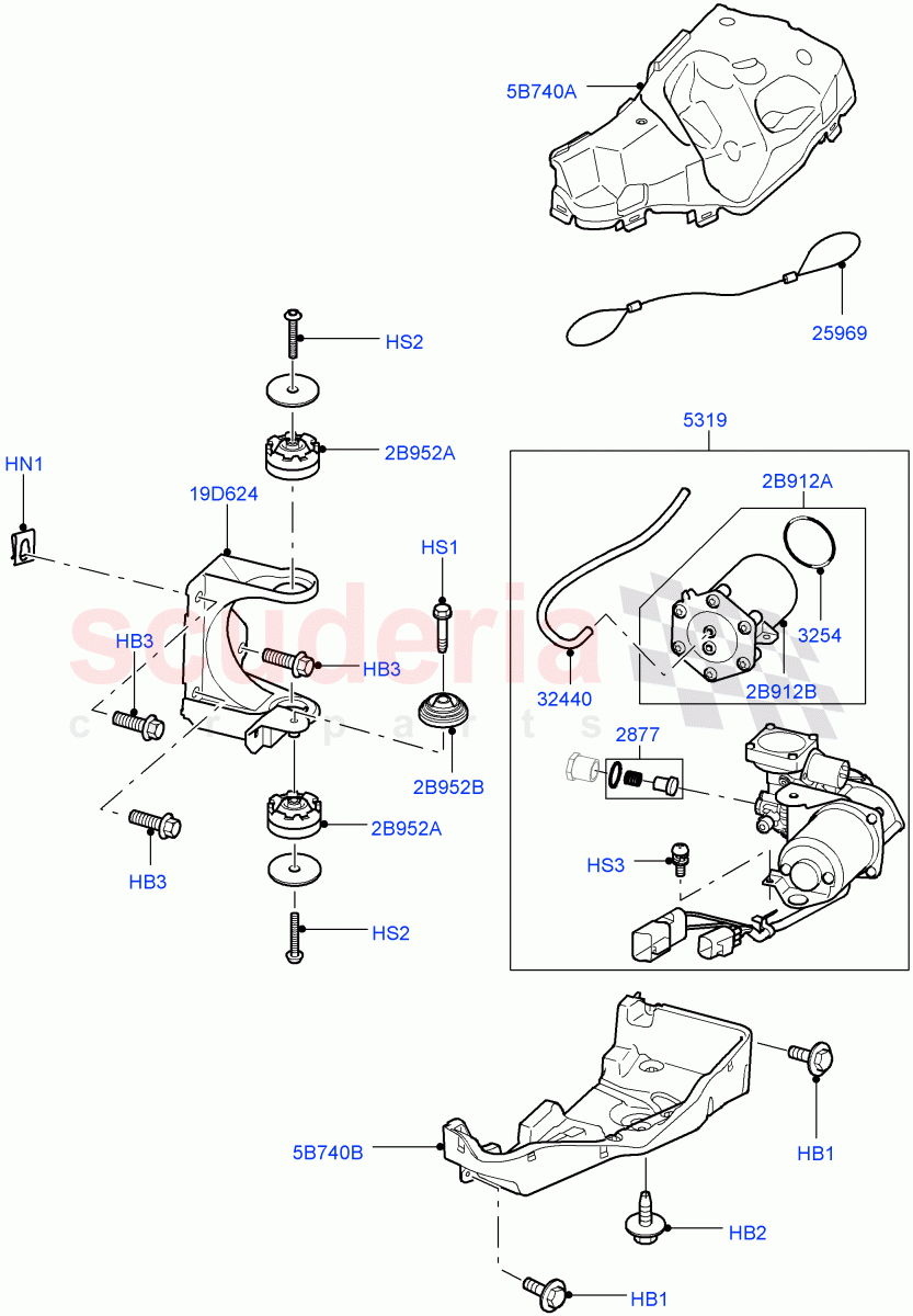 Air Suspension Compressor And Lines (Compressor Assy, 'Hitachi' Compressor) (With Four Corner Air Suspension) ((V) FROMAA000001, (V) TOBA589827) of Land Rover Land Rover Discovery 4 (2010-2016) [3.0 Diesel 24V DOHC TC]
