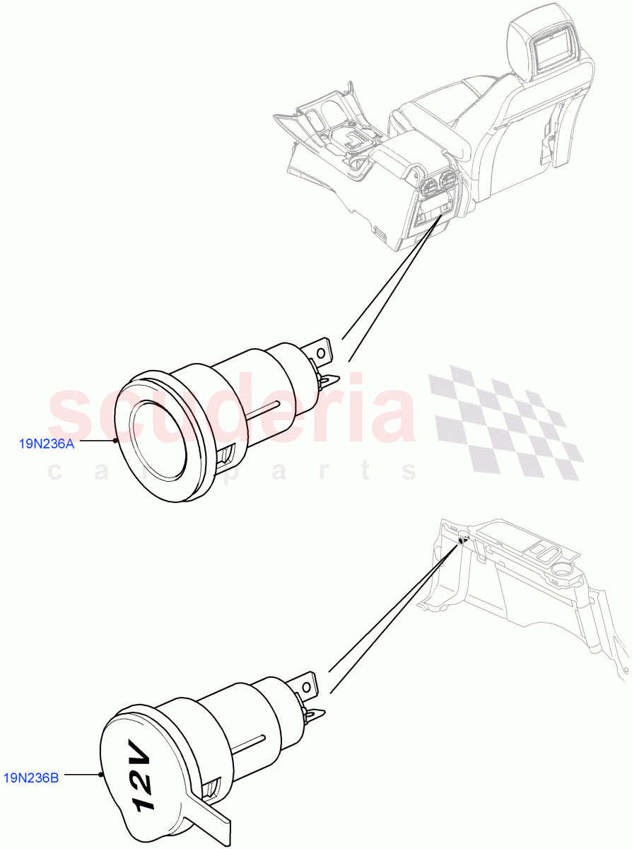 Auxiliary Electrical Power Points ((V) FROMAA000001) of Land Rover Land Rover Discovery 4 (2010-2016) [3.0 DOHC GDI SC V6 Petrol]
