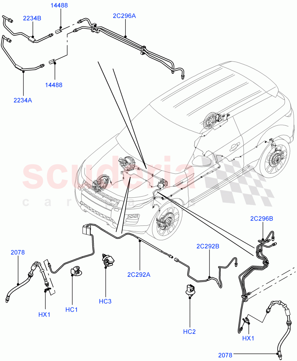 Front Brake Pipes (RHD, Halewood (UK)) ((V) TODH999999) of Land Rover Land Rover Range Rover Evoque (2012-2018) [2.0 Turbo Diesel]