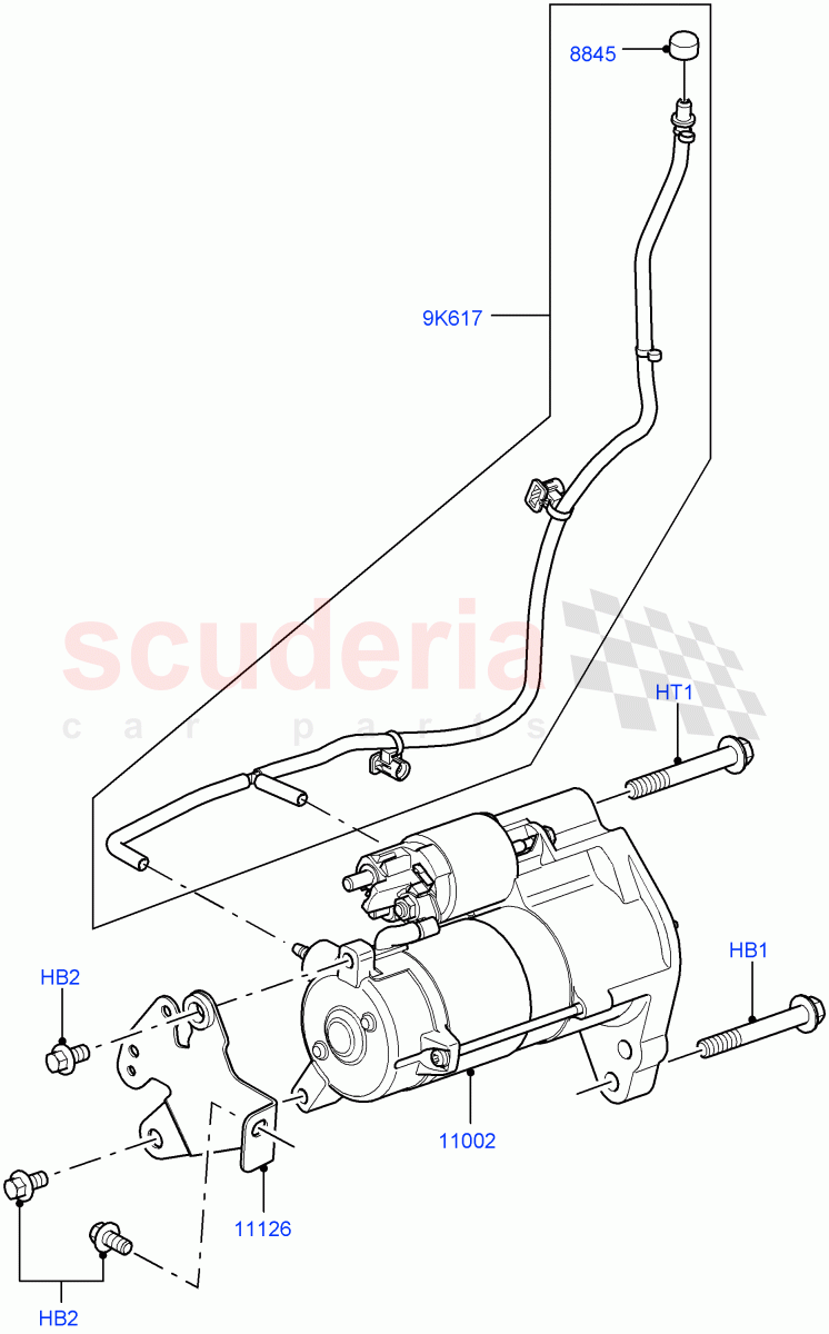 Starter Motor (Solihull Plant Build) (3.0 V6 Diesel) ((V) FROMAA000001) of Land Rover Land Rover Range Rover Sport (2014+) [3.0 Diesel 24V DOHC TC]
