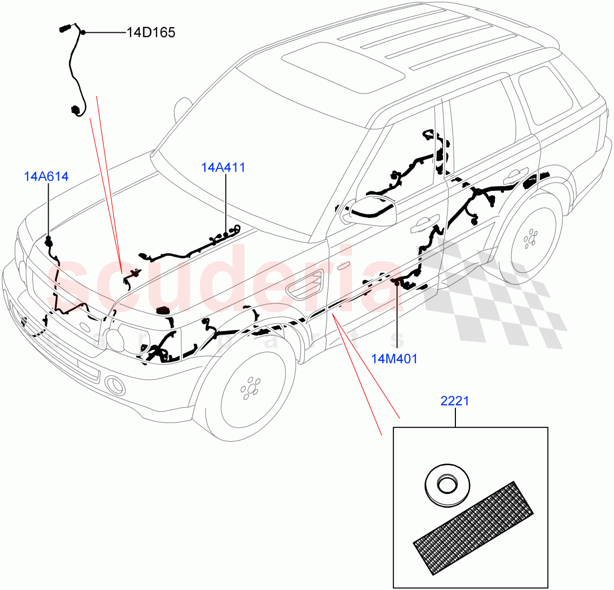 Electrical Wiring - Chassis ((V) FROMAA000001) of Land Rover Land Rover Range Rover Sport (2010-2013) [5.0 OHC SGDI NA V8 Petrol]