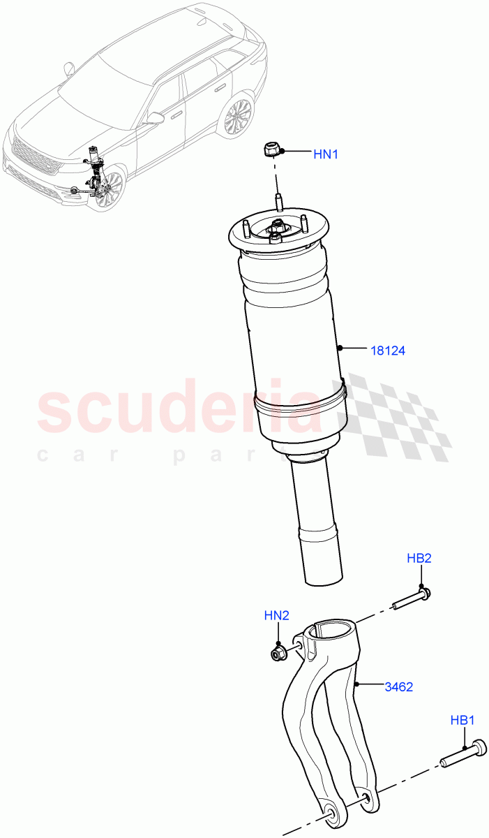 Front Suspension Struts And Springs (With Four Corner Air Suspension, With Performance Suspension) of Land Rover Land Rover Range Rover Velar (2017+) [2.0 Turbo Petrol AJ200P]