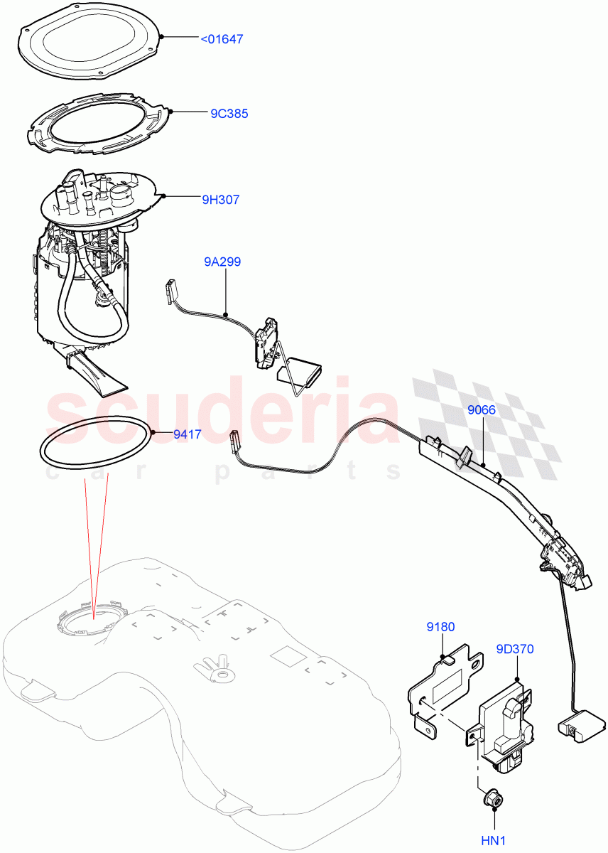 Fuel Pump And Sender Unit (2.0L AJ20P4 Petrol High PTA, Itatiaia (Brazil), 2.0L AJ20P4 Petrol Mid PTA, 2.0L AJ20P4 Petrol E100 PTA) of Land Rover Land Rover Range Rover Evoque (2019+) [2.0 Turbo Petrol AJ200P]