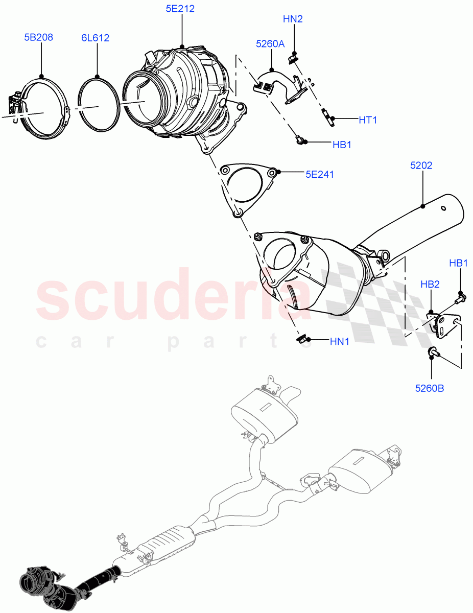 Front Exhaust System (3.0L AJ20P6 Petrol High) ((V) FROMMA000001) of Land Rover Land Rover Range Rover Velar (2017+) [3.0 I6 Turbo Petrol AJ20P6]