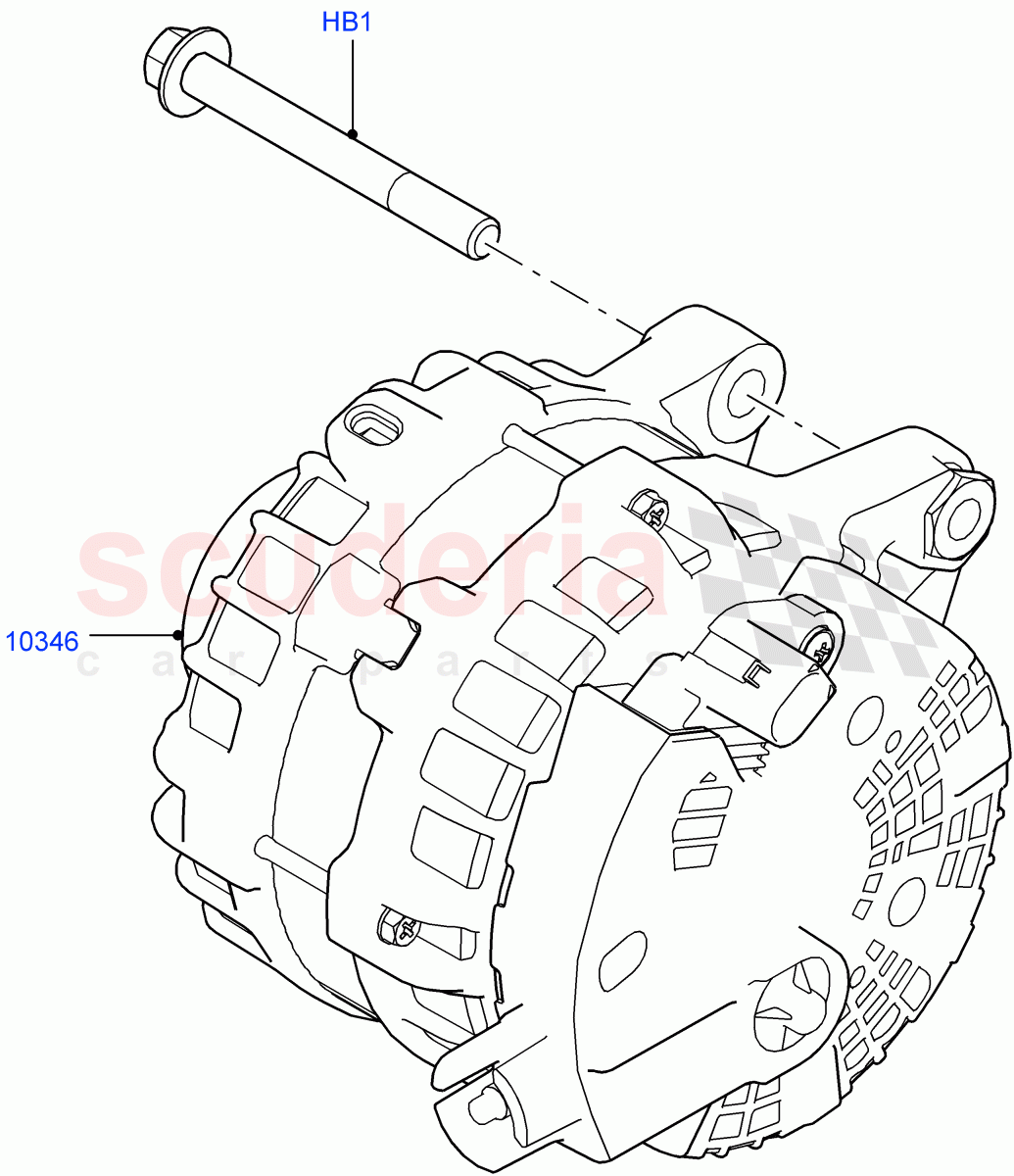 Alternator And Mountings (3.0L AJ20D6 Diesel High, Less Electric Engine Battery, 2.0L I4 High DOHC AJ200 Petrol, 2.0L I4 DSL HIGH DOHC AJ200) ((V) FROMHA000001) of Land Rover Land Rover Range Rover Sport (2014+) [4.4 DOHC Diesel V8 DITC]