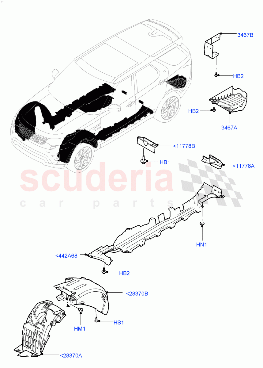 Front Panels, Aprons & Side Members (Solihull Plant Build, Wheelhouse) ((V) FROMHA000001) of Land Rover Land Rover Discovery 5 (2017+) [2.0 Turbo Diesel]