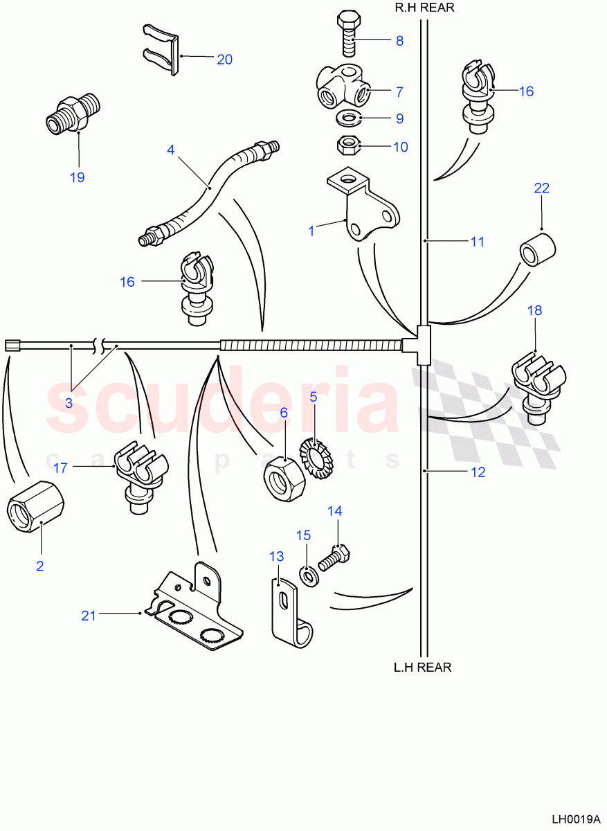 Rear Brake Pipes (Less Anti-Lock Braking System) ((V) FROM7A000001) of Land Rover Land Rover Defender (2007-2016)