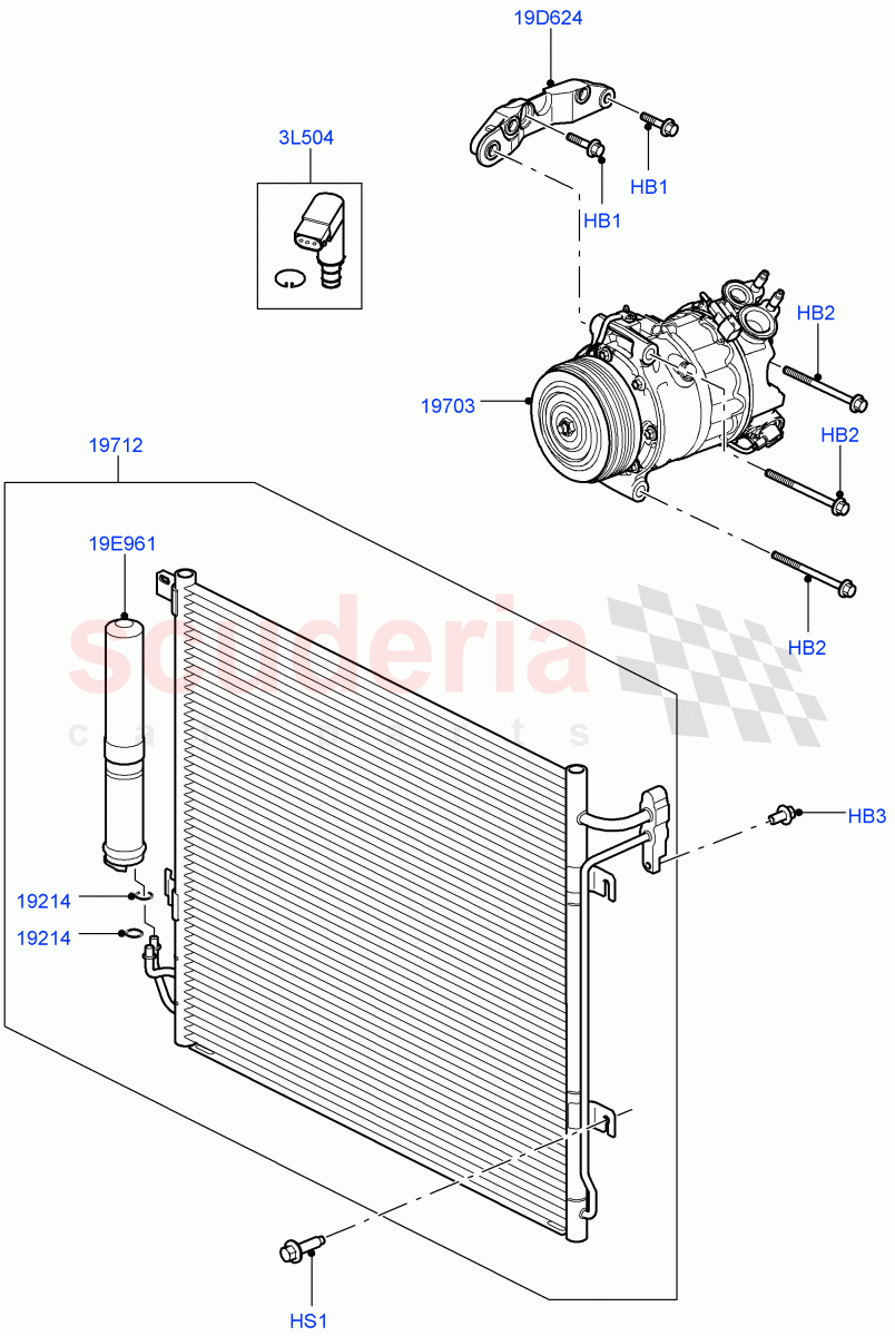 Air Conditioning Condensr/Compressr (3.0L 24V DOHC V6 TC Diesel) ((V) FROMAA000001) of Land Rover Land Rover Range Rover Sport (2010-2013) [3.6 V8 32V DOHC EFI Diesel]