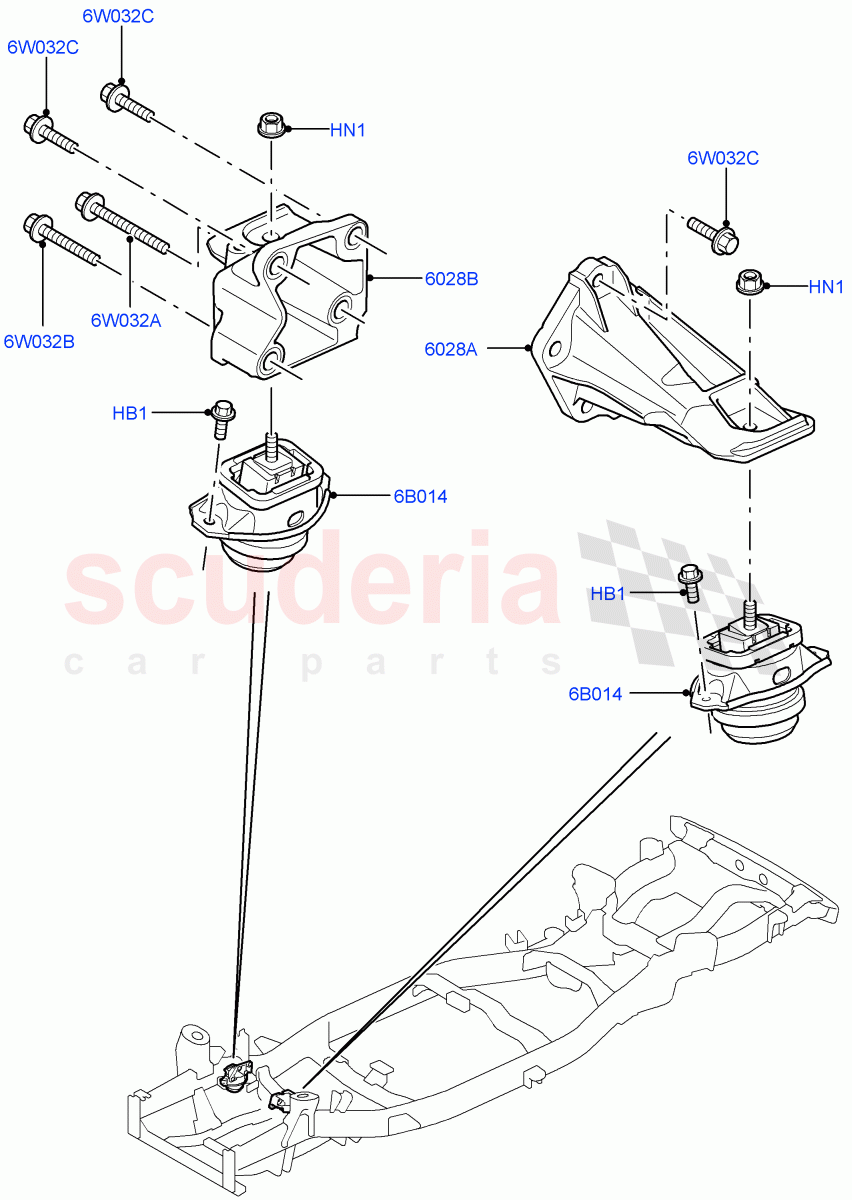 Engine Mounting (Lion Diesel 2.7 V6 (140KW)) ((V) TO9A999999) of Land Rover Land Rover Range Rover Sport (2005-2009) [4.4 AJ Petrol V8]