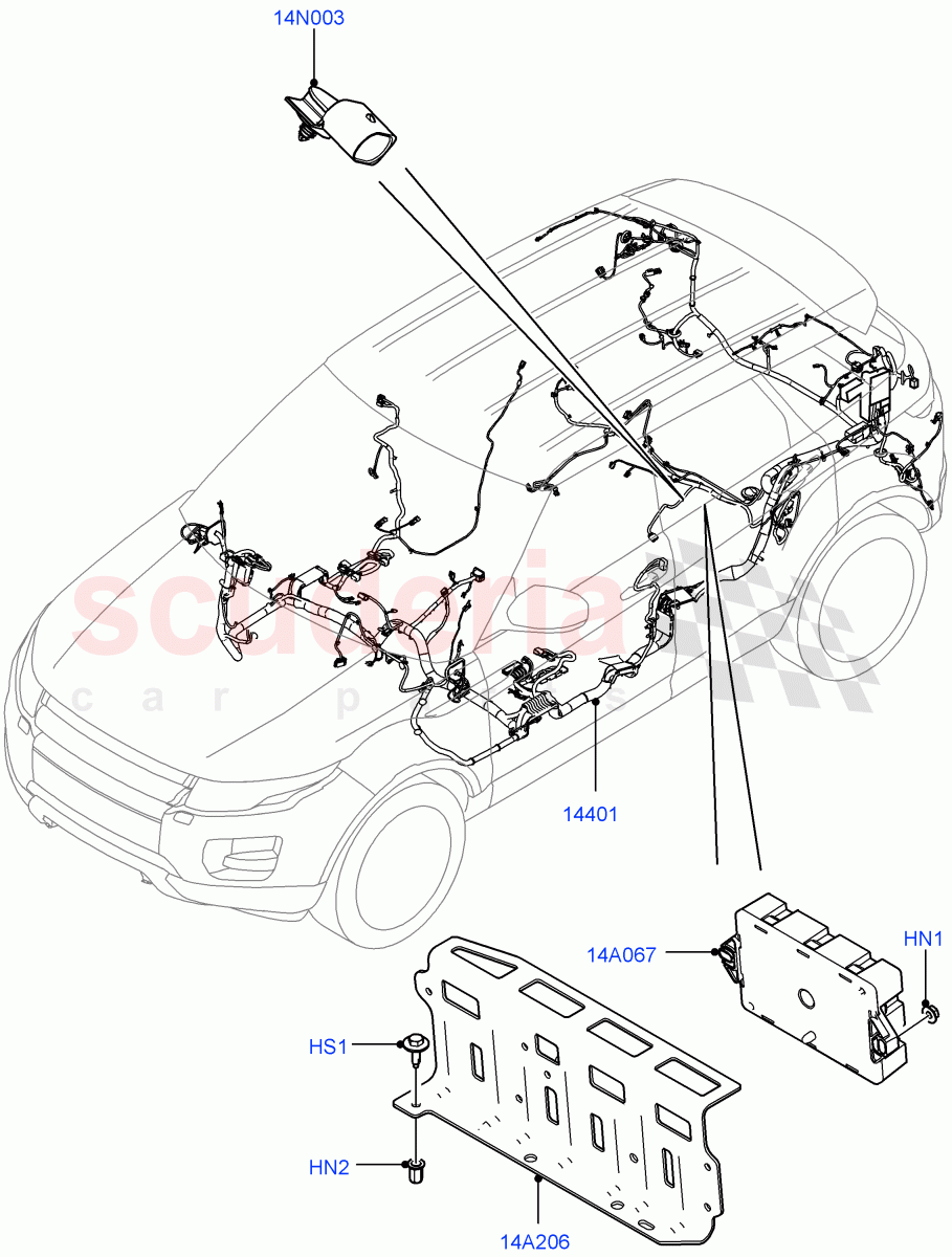 Electrical Wiring - Engine And Dash (Main Harness) (5 Door, Halewood (UK)) ((V) TOFH999999) of Land Rover Land Rover Range Rover Evoque (2012-2018) [2.0 Turbo Diesel]