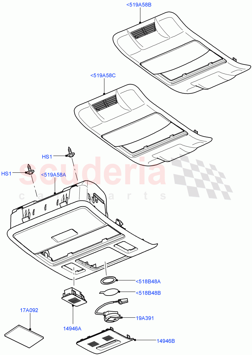 Console - Overhead (Less Armoured) ((V) FROMAA000001) of Land Rover Land Rover Range Rover (2010-2012) [3.6 V8 32V DOHC EFI Diesel]