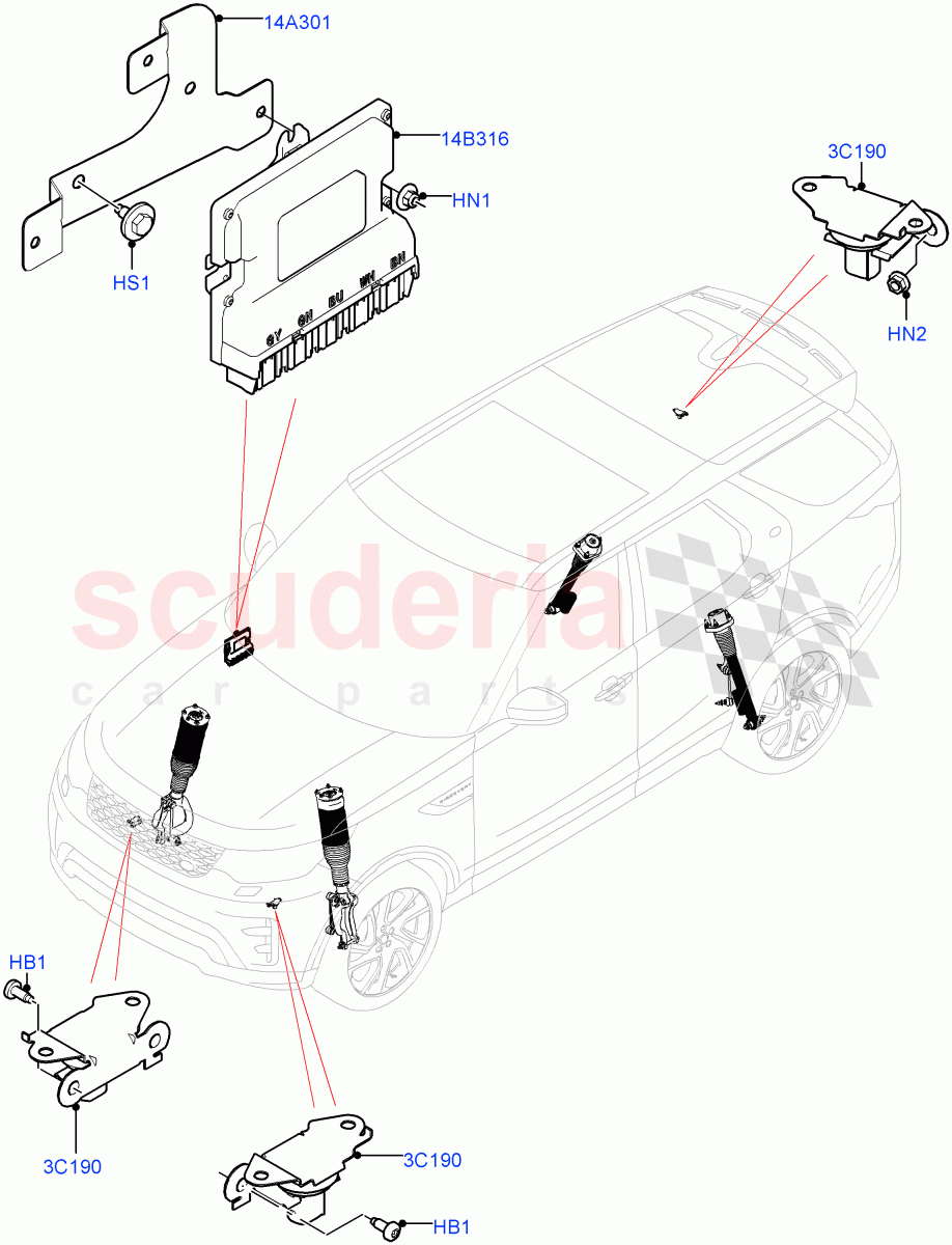 Electronic Damper Control (Nitra Plant Build) (With Four Corner Air Suspension) ((V) FROMK2000001) of Land Rover Land Rover Discovery 5 (2017+) [3.0 I6 Turbo Petrol AJ20P6]