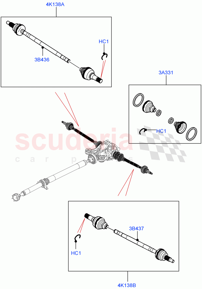 Drive Shaft - Rear Axle Drive (Driveshaft) of Land Rover Land Rover Range Rover Velar (2017+) [3.0 Diesel 24V DOHC TC]