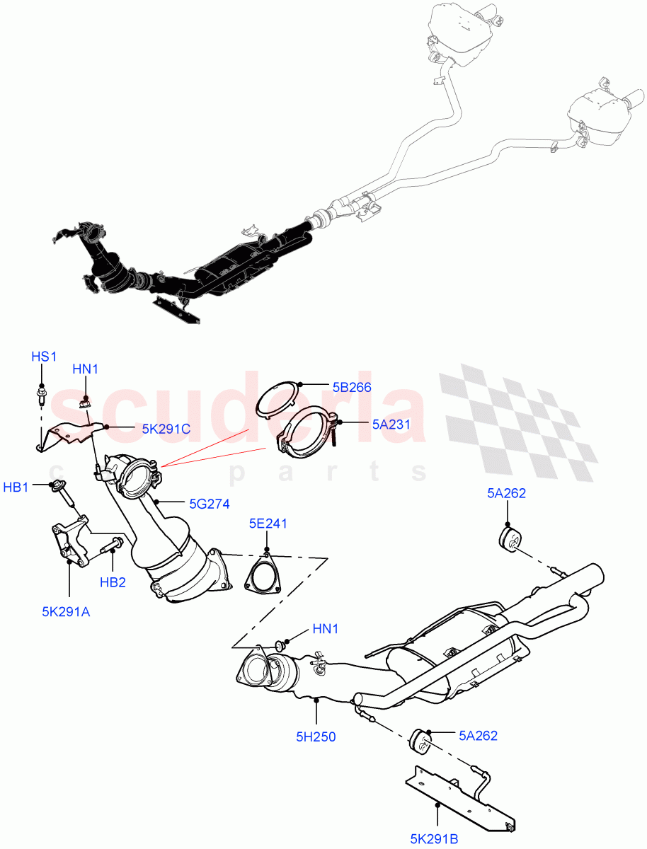 Exhaust System (Front Section) (2.0L I4 DSL HIGH DOHC AJ200, Itatiaia (Brazil), 2.0L I4 DSL MID DOHC AJ200) ((V) FROMGT000001) of Land Rover Land Rover Range Rover Evoque (2012-2018) [2.0 Turbo Diesel]