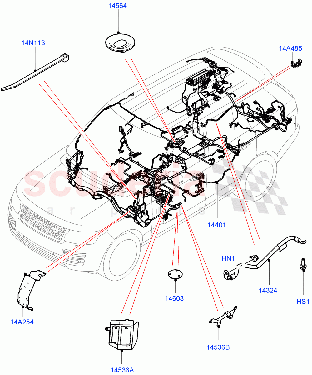 Electrical Wiring - Engine And Dash (Main Harness) ((V) FROMFA000001, (V) TOFA999999) of Land Rover Land Rover Range Rover (2012-2021) [5.0 OHC SGDI NA V8 Petrol]