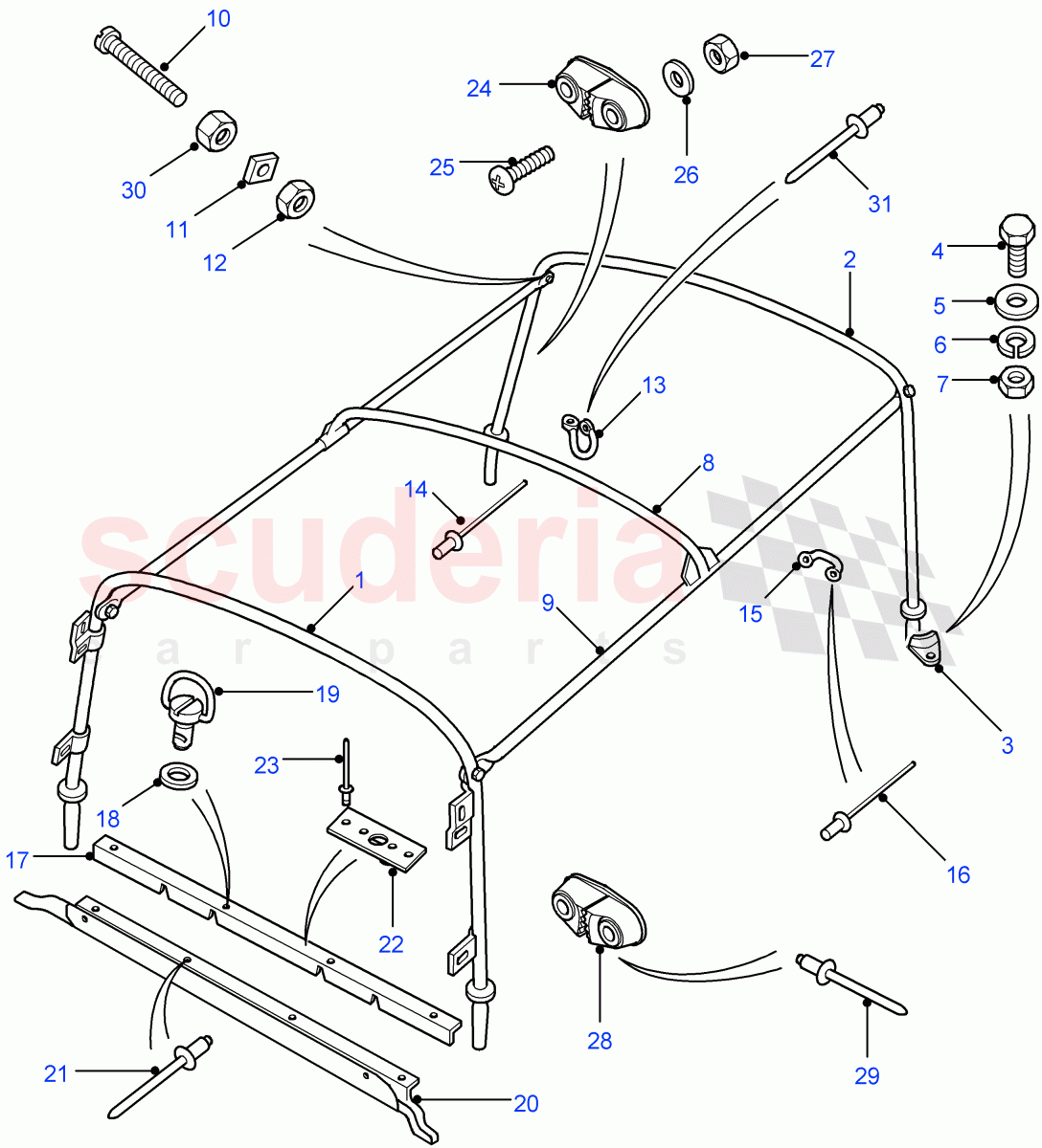 Hoodsticks (Crew Cab Pick Up, 110" Wheelbase) ((V) FROM7A000001) of Land Rover Land Rover Defender (2007-2016)