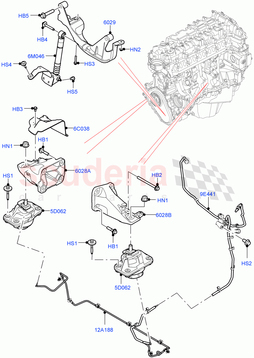 Engine Mounting (3.0L AJ20D6 Diesel High) ((V) FROMLA000001) of Land Rover Land Rover Range Rover (2012-2021) [2.0 Turbo Petrol AJ200P]