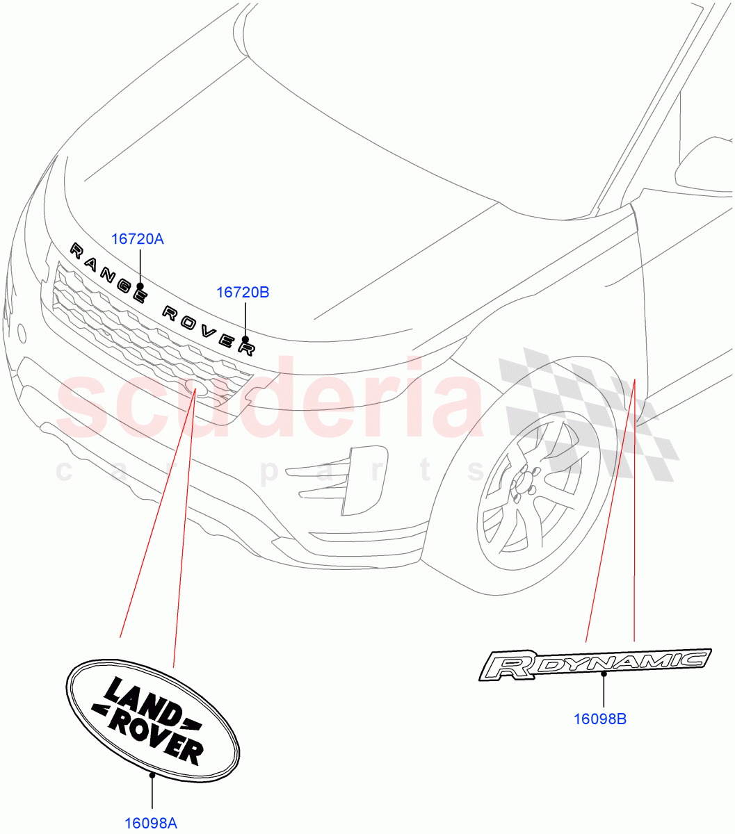 Name Plates (Front Section) (Changsu (China)) of Land Rover Land Rover Range Rover Evoque (2019+) [2.0 Turbo Diesel AJ21D4]