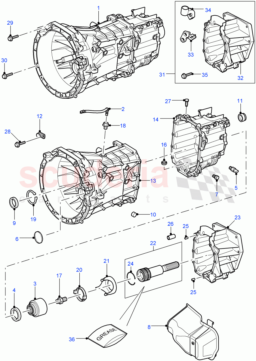 Manual Transaxle And Case ((V) FROM7A000001) of Land Rover Land Rover Defender (2007-2016)