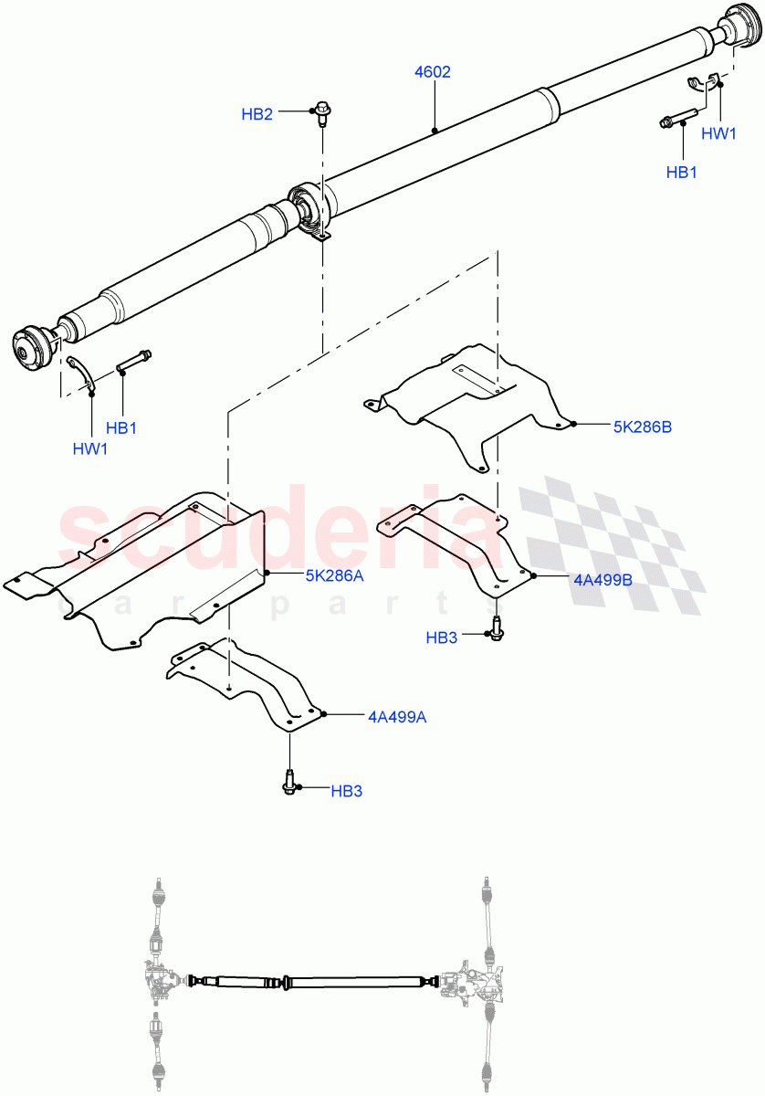 Drive Shaft - Rear Axle Drive (Propshaft) (Itatiaia (Brazil), Efficient Driveline) ((V) FROMGT000001) of Land Rover Land Rover Range Rover Evoque (2012-2018) [2.0 Turbo Petrol AJ200P]