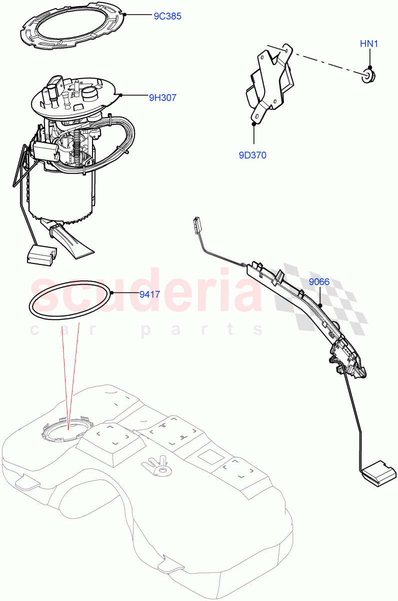 Fuel Pump And Sender Unit (2.0L AJ20P4 Petrol E100 PTA, Itatiaia (Brazil)) ((V) FROMLT000001) of Land Rover Land Rover Discovery Sport (2015+) [2.0 Turbo Petrol AJ200P]