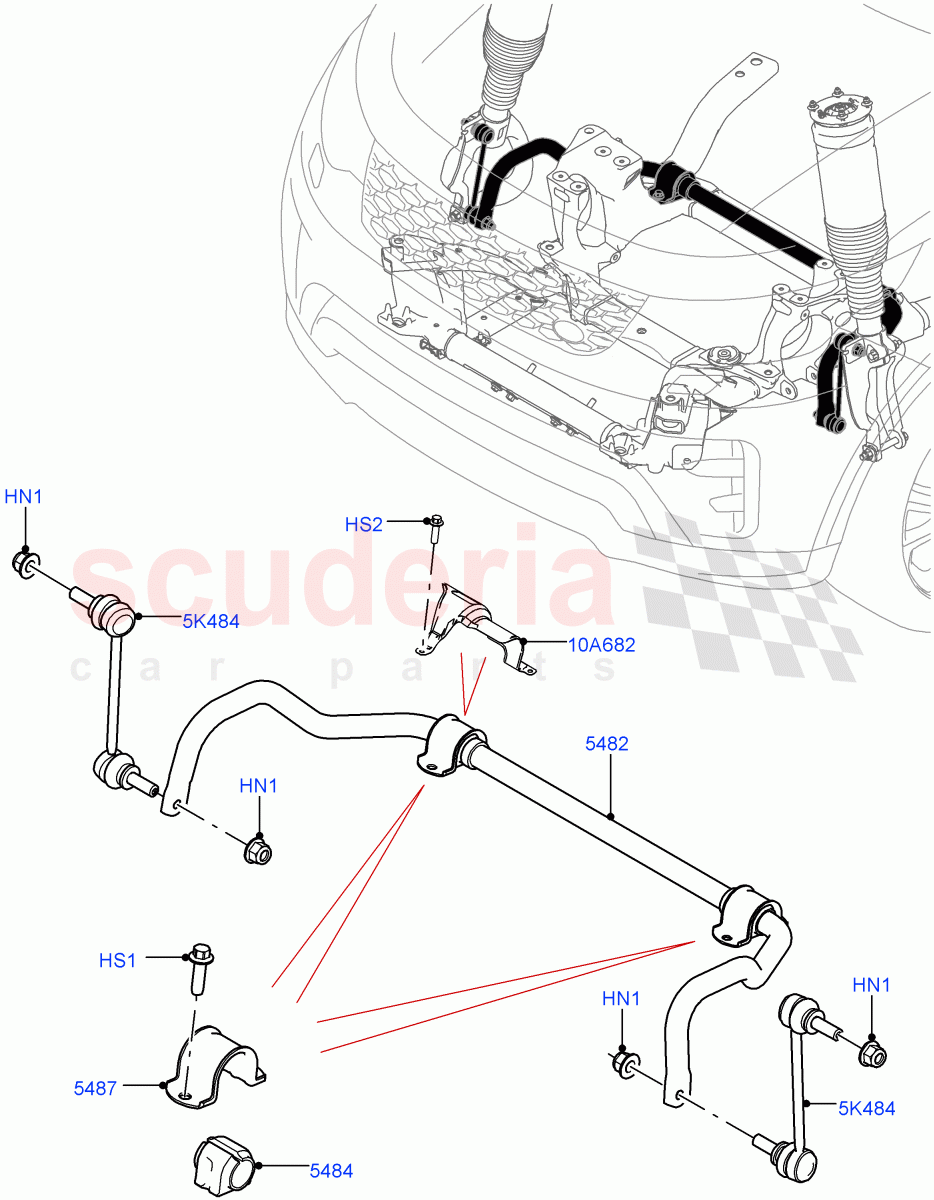 Front Cross Member & Stabilizer Bar (Nitra Plant Build, Conventional Stabilizer Bar) ((V) FROMK2000001) of Land Rover Land Rover Discovery 5 (2017+) [2.0 Turbo Petrol AJ200P]