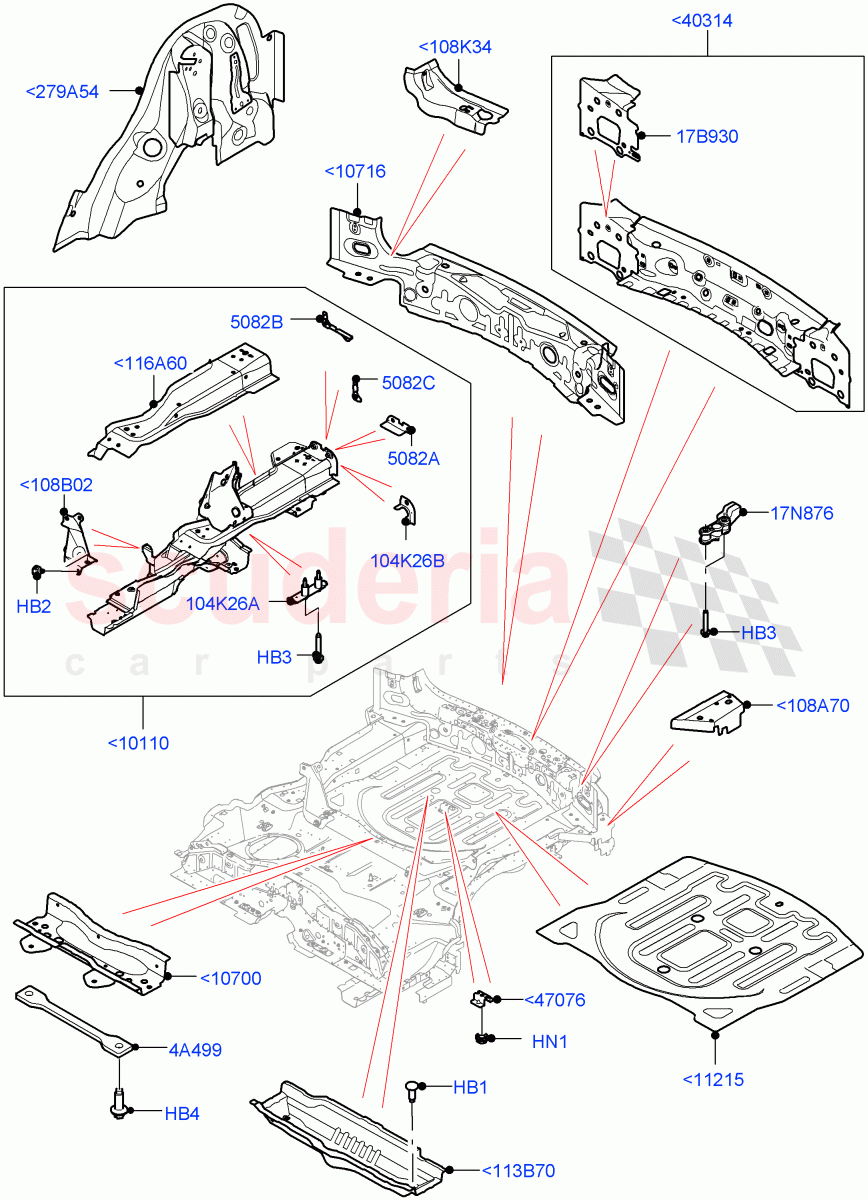 Floor Pan - Centre And Rear (Itatiaia (Brazil)) of Land Rover Land Rover Range Rover Evoque (2019+) [2.0 Turbo Diesel AJ21D4]