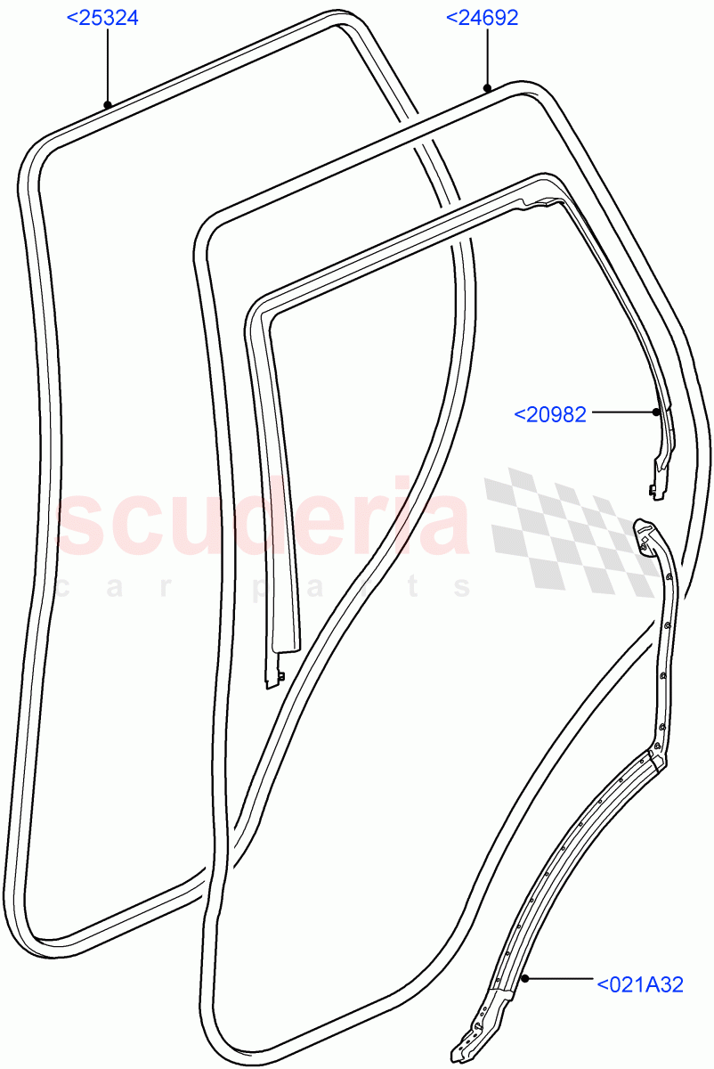 Rear Doors, Hinges & Weatherstrips (Finisher And Seals) ((V) FROMAA000001) of Land Rover Land Rover Range Rover Sport (2010-2013) [3.6 V8 32V DOHC EFI Diesel]