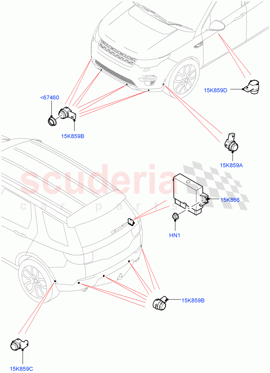 Parking Distance Control (Changsu (China)) ((V) FROMFG000001, (V) TOKG446856) of Land Rover Land Rover Discovery Sport (2015+) [2.0 Turbo Petrol AJ200P]
