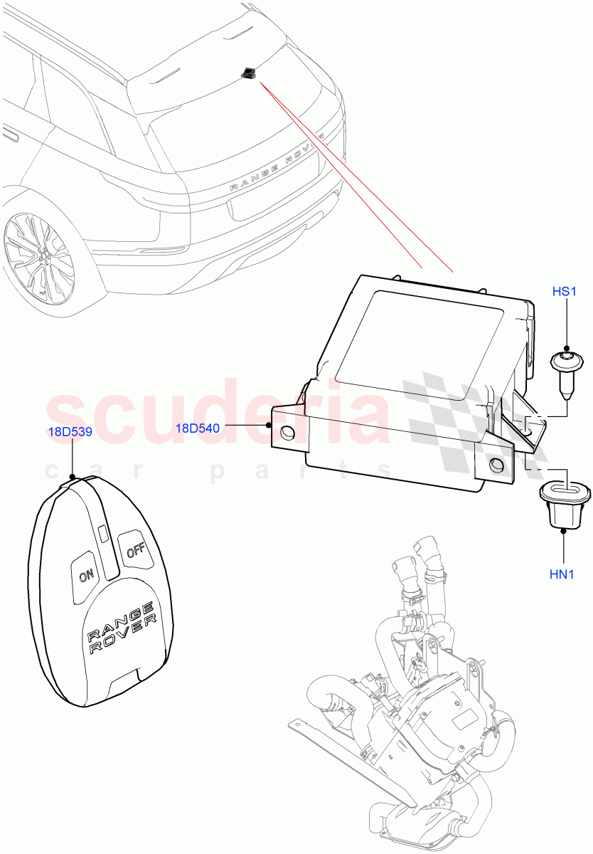 Auxiliary Fuel Fired Pre-Heater (Park Heating With Remote Control) of Land Rover Land Rover Range Rover Velar (2017+) [3.0 DOHC GDI SC V6 Petrol]