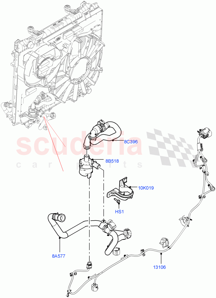 Water Pump (Solihull Plant Build, Auxiliary Unit) (2.0L I4 DSL MID DOHC AJ200) ((V) FROMHA000001) of Land Rover Land Rover Discovery 5 (2017+) [2.0 Turbo Diesel]