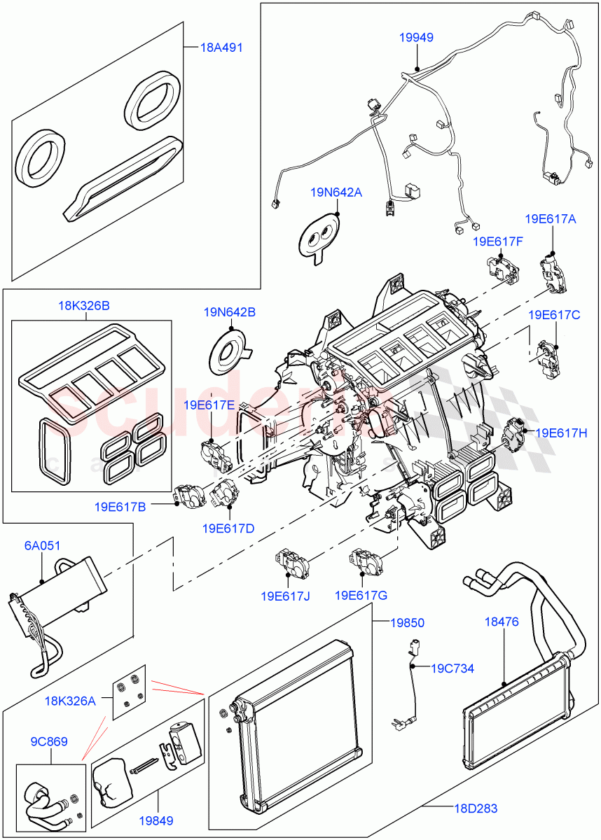 Heater/Air Cond.Internal Components (Heater Main Unit) of Land Rover Land Rover Range Rover (2012-2021) [3.0 I6 Turbo Diesel AJ20D6]