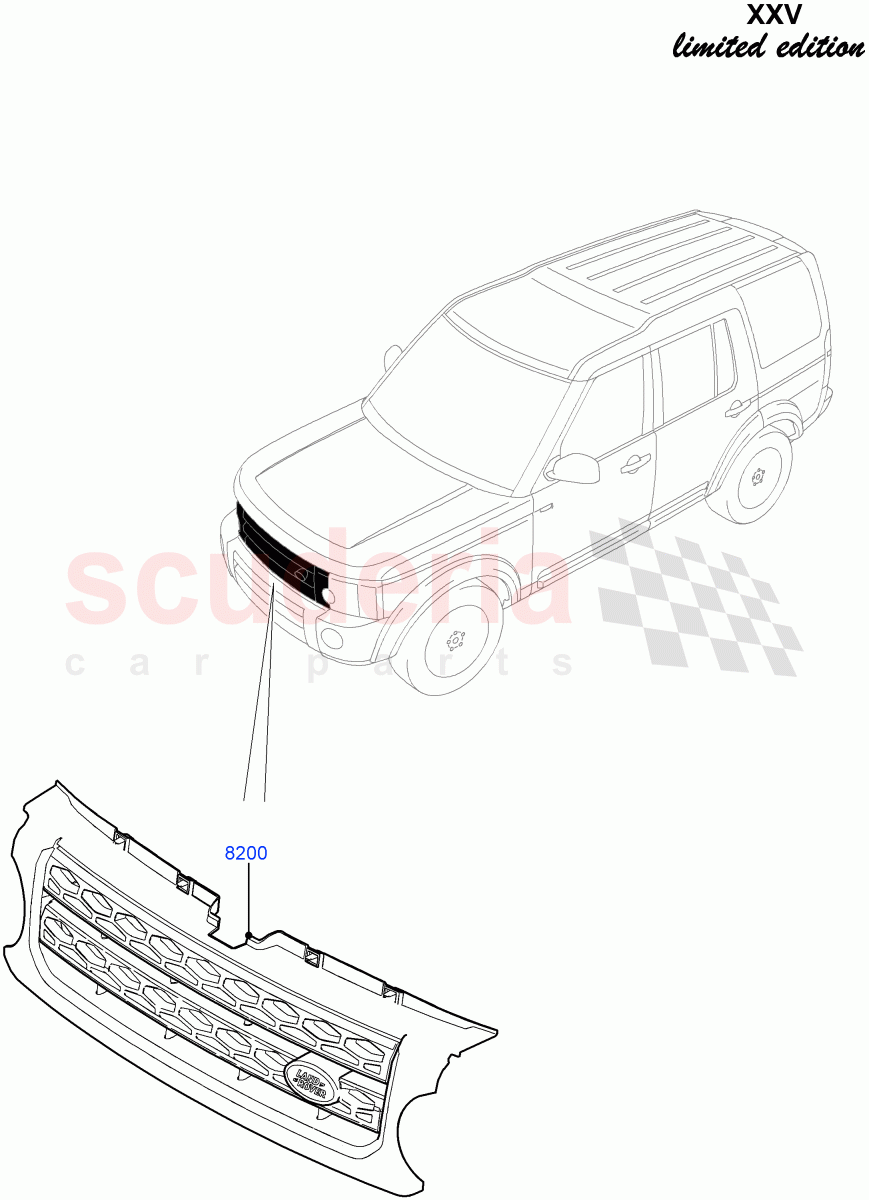 Radiator Grille And Front Bumper (XXV Anniversary LE) ((V) FROMEA000001) of Land Rover Land Rover Discovery 4 (2010-2016) [2.7 Diesel V6]