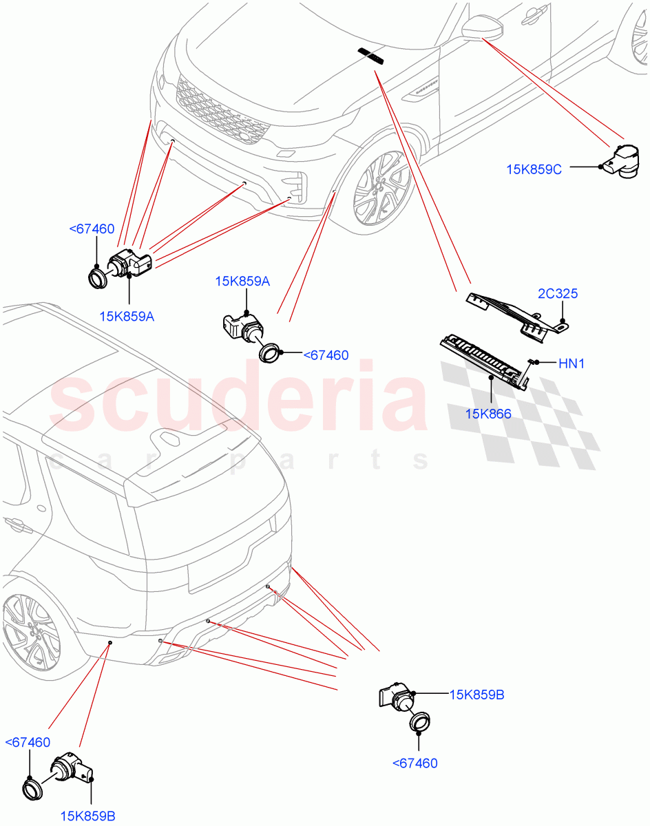 Parking Distance Control (Nitra Plant Build) ((V) FROMM2000001) of Land Rover Land Rover Discovery 5 (2017+) [3.0 Diesel 24V DOHC TC]