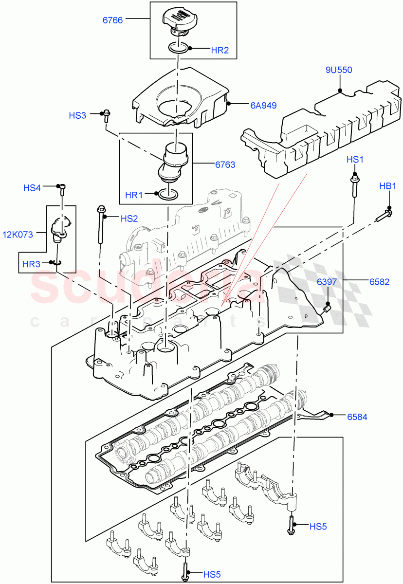 Cylinder Head Cover (Nitra Plant Build) (2.0L I4 DSL MID DOHC AJ200, 2.0L I4 DSL HIGH DOHC AJ200) ((V) FROMK2000001) of Land Rover Land Rover Discovery 5 (2017+) [2.0 Turbo Diesel]